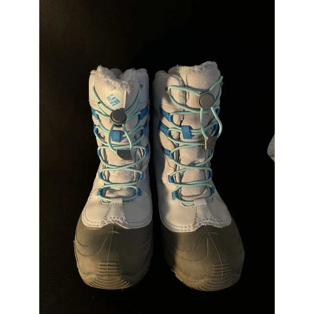 Columbia Bugaboot Celsius Snow Boots Youth Sz 6 Gray Leather Lace Up Waterproof